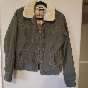 Roxy Corduroy Green Jacket Women's Size Large